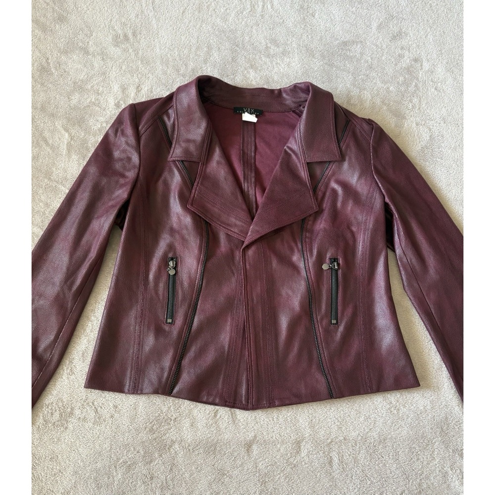 Vex Collection Women's Medium‎ (42) Open Waterfall Microsuede Blazer Red